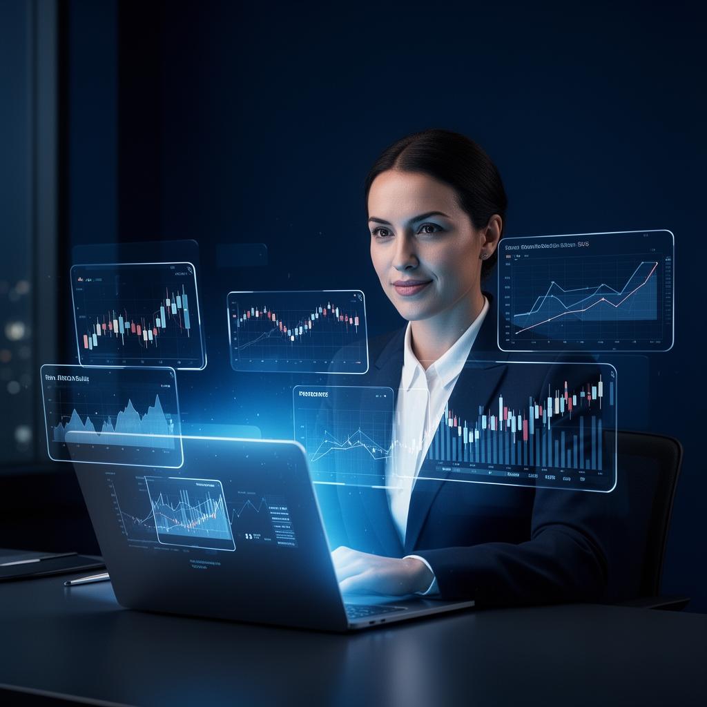 Finance professional using AI dashboards